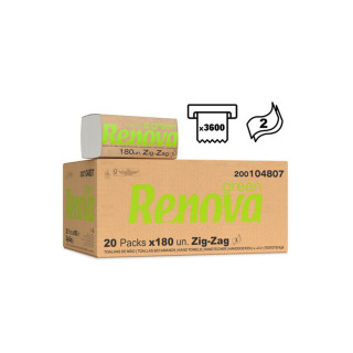 Toalhas Mão ZigZag 22x21,5cm RenovaGreen Branco 20x180=3600