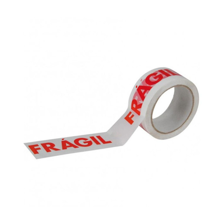 Fita Adesiva Impressa FRÁGIL 50mmx66m Cor Branco/Vermelho