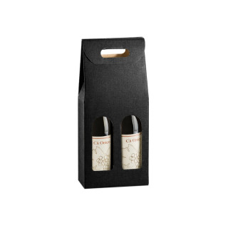 Caixa Cartão 180x090x340mm p/2 Garrafas Preto 30un
