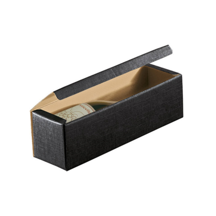 Caixa Cartão 340x090x090mm p/1 Garrafa Vinho Preto 5un