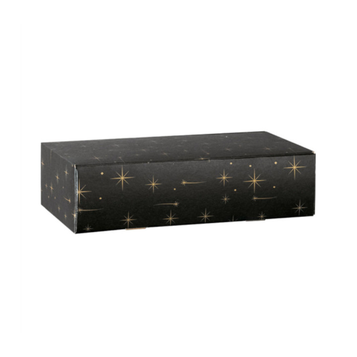 Caixa Cartão 340x185x090mm p/2 Garrafas Preto 30un