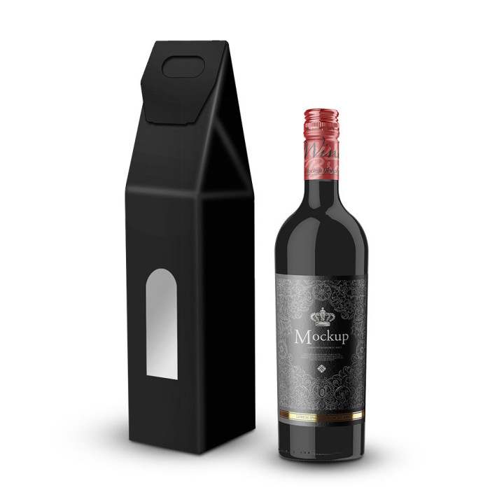 Caixa Cartolina 090x090x400mm p/1 Garrafa Vinho Preto 5un